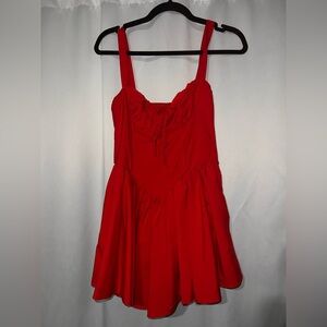 SHEIN Red Ruffled Sleeveless Mini Dress